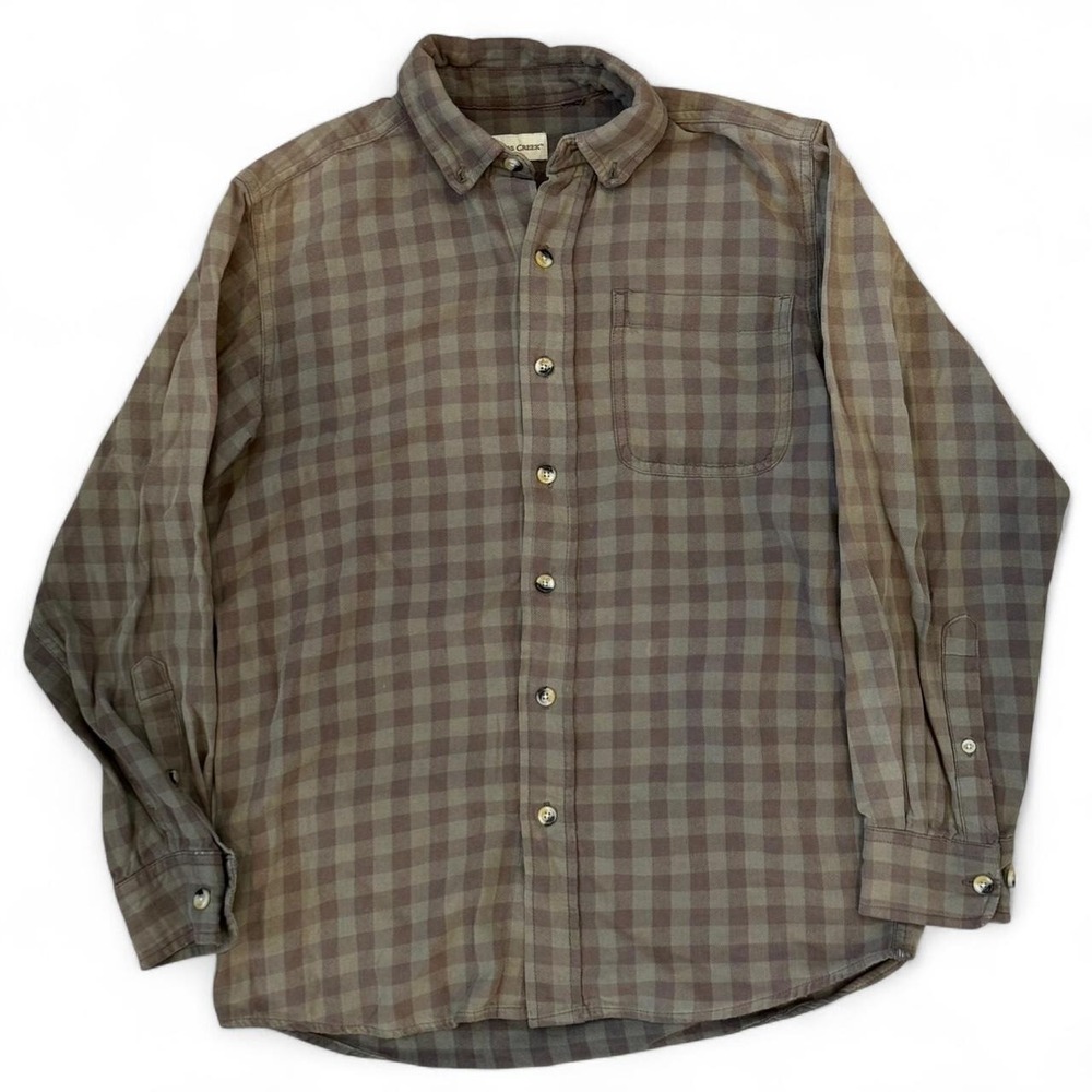 Hobbs Creek Checkered Faded Green Button Up Shirt Men's Small Kurt Cobain Grunge